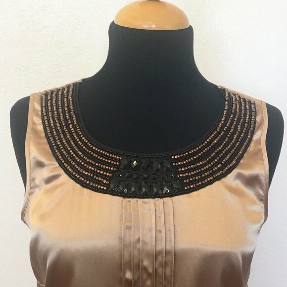 CHICOS 0 Small Tunic Top Heavy Beading At Yoke - Picture 2 of 7